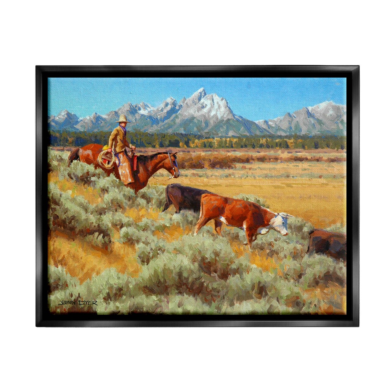 Stupell Industries Western Ranch Horse Cattle Framed Floater Canvas Wall Art